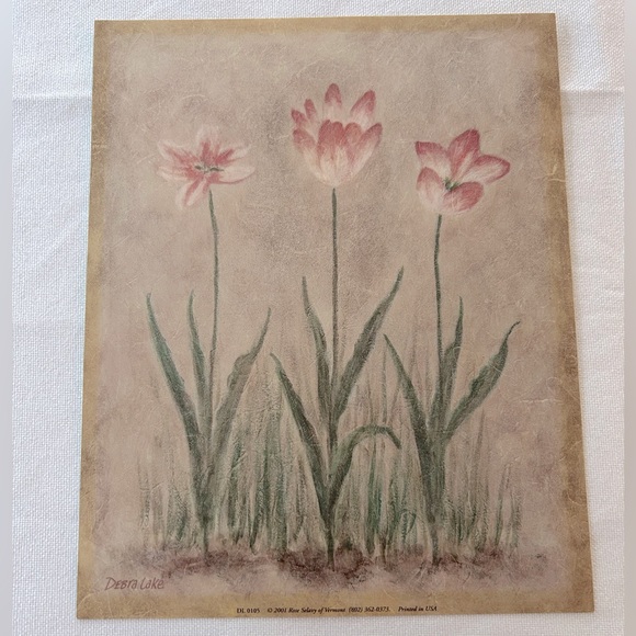 VTG Debra Lake Pink Blossoms Floral 8 x 10 Artist Print in Wood Gold Frame. - Picture 2 of 11